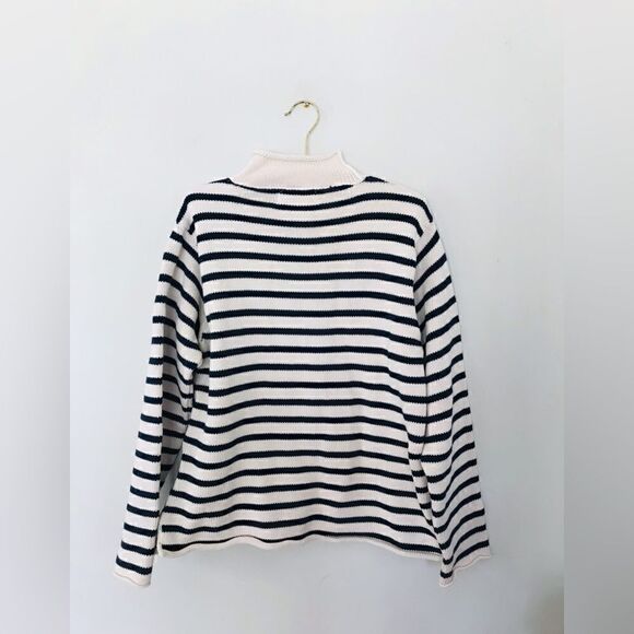 On deck clothing | navy and white turtleneck sweater | size large - Picture 2 of 7